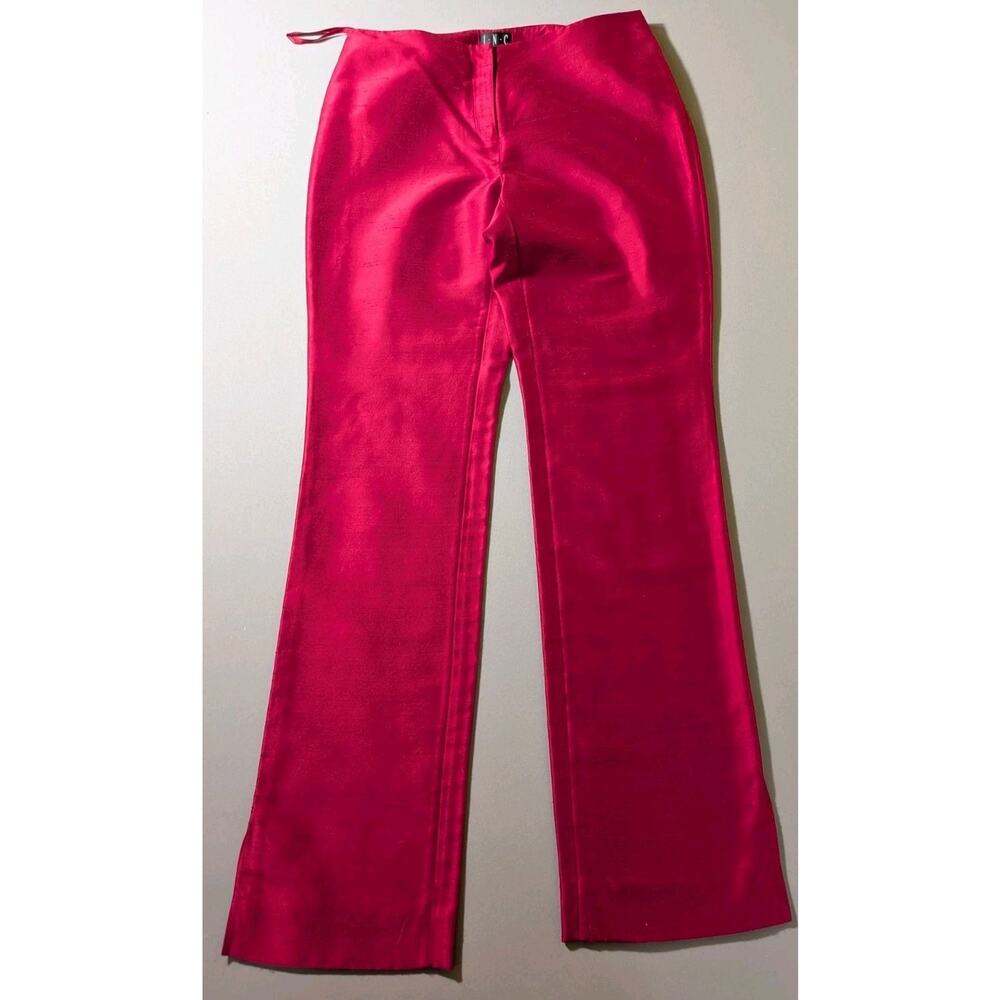 INC International Concepts Red Silk Flare Pants Size 6 Y2K Dress Pants